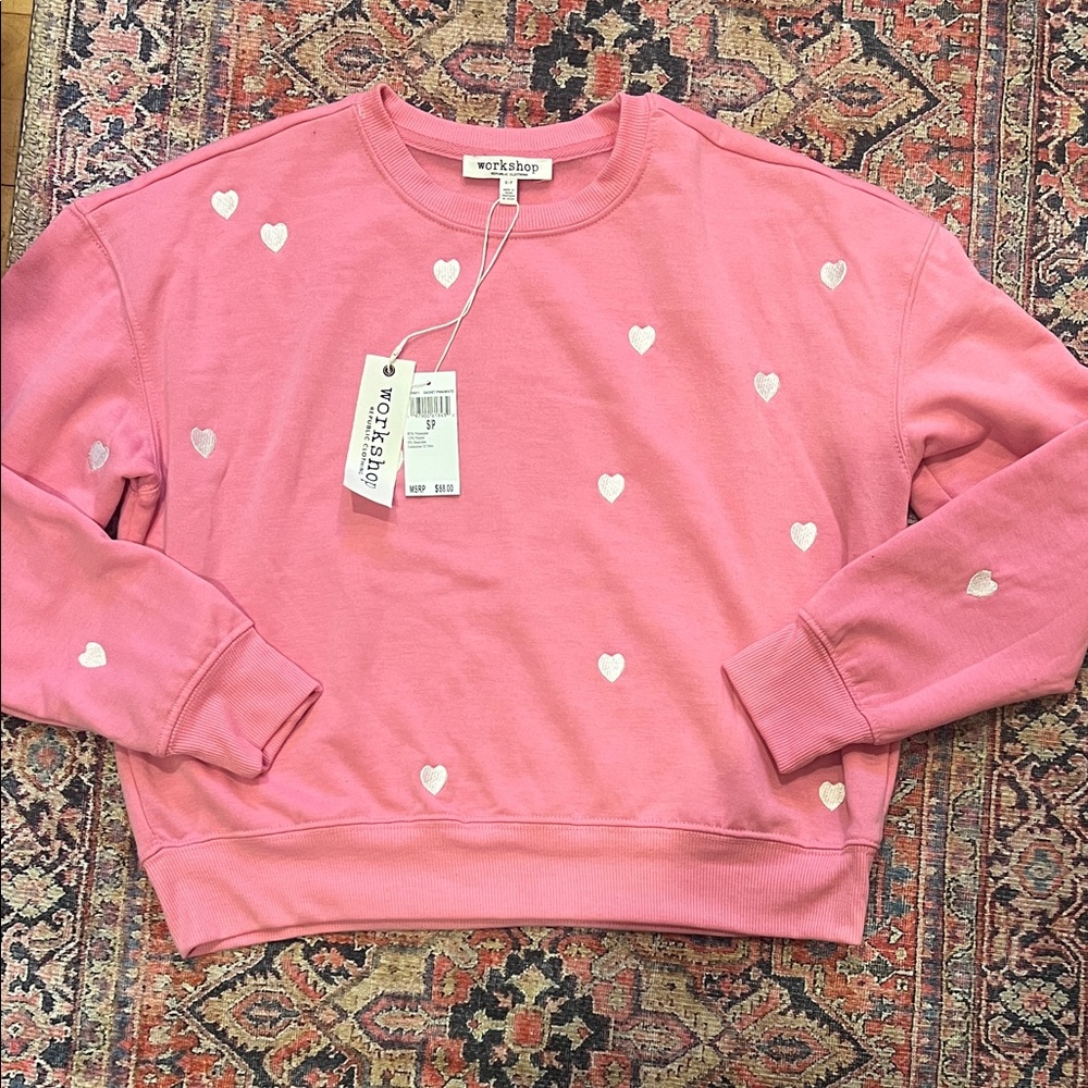Workshop Republic Clothing Pink Heart Sweatshirt